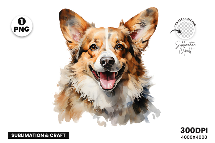 Watercolor Welsh Corgi Dog Clipart Sublimation Design PNG