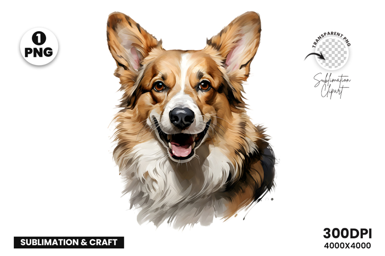 Watercolor Welsh Corgi Dog Clipart Sublimation Design PNG