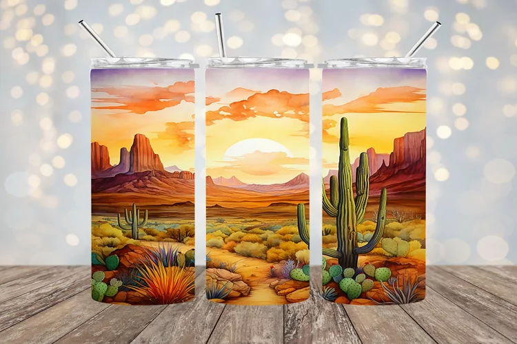 Watercolor Western Sunset- 20oz Sublimation - PNG Design