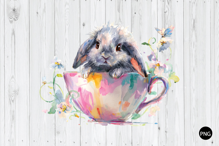 Watercolor Quirky Bunny PNG, Easter PNG, Easter Bunny PNG