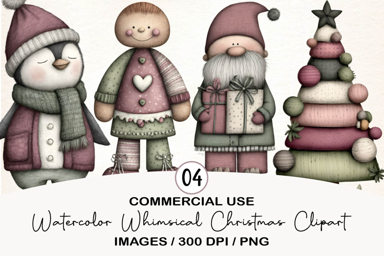 Watercolor Whimsical Christmas Clipart