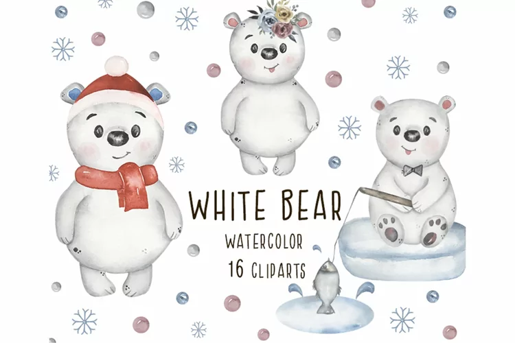Watercolor Cute Baby Bear Clipart