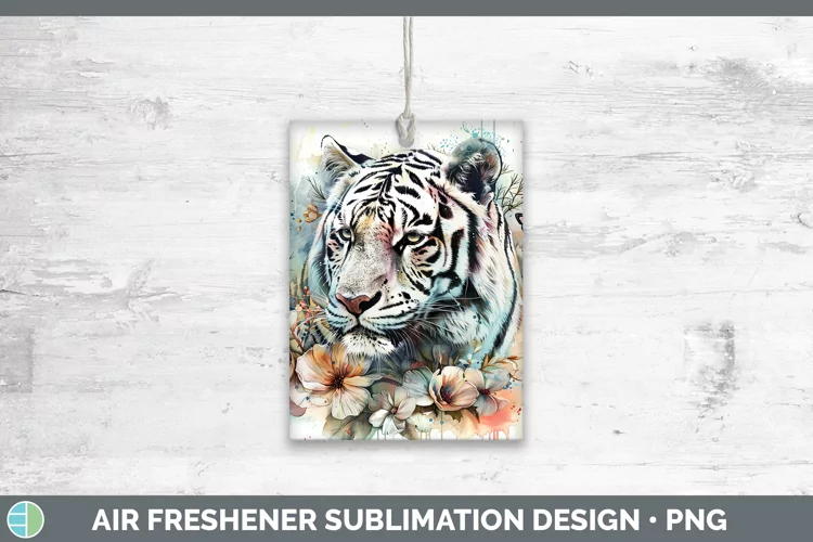 Watercolor White Tiger Air Freshener Sublimation Car Freshen