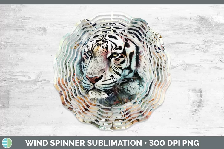 Watercolor White Tiger Wind Spinner Sublimation Spinner Desi