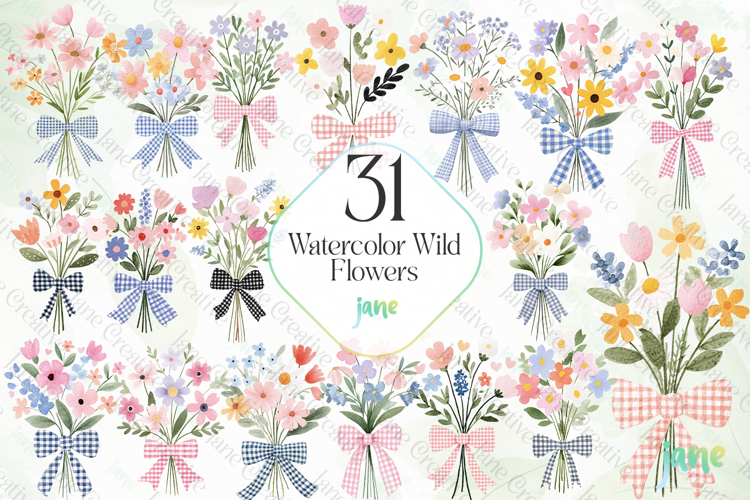 Watercolor Wildflower Bundle Clipart