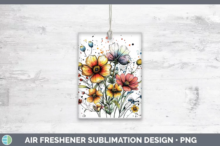 Watercolor Wild Flowers Air Freshener Sublimation Car Freshe