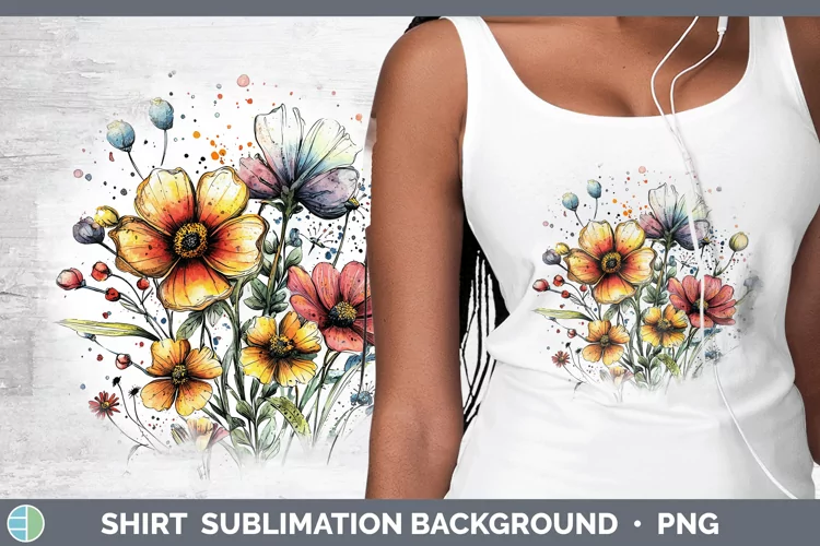 Watercolor Wild Flowers Shirt Sublimation Sublimation Backgr