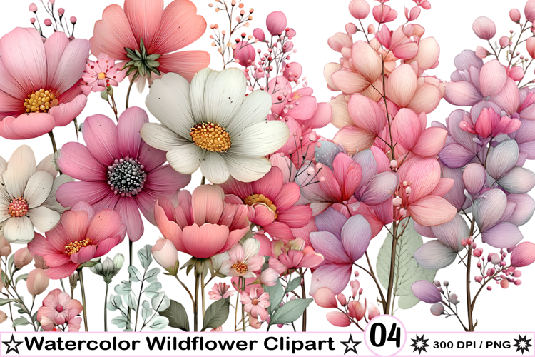 Watercolor Wildflower Clipart