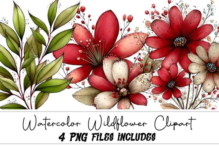 Watercolor Wildflower Clipart