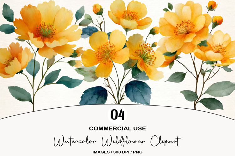 Watercolor Wildflower Clipart