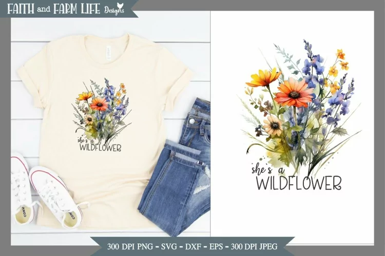 She's a wildflower, watercolor JPEG, PNG