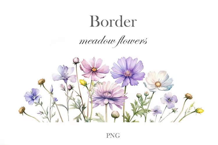 Watercolor wildflowers bouquet. Meadow flowers