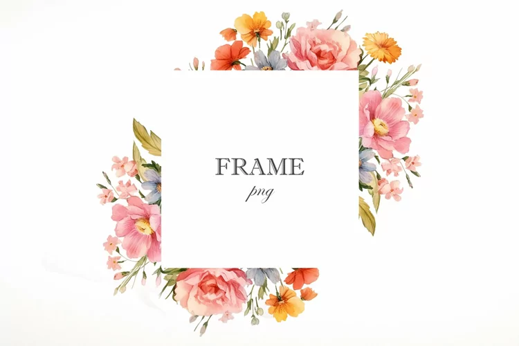 Watercolor Wildflowers Frame. Summer flowers