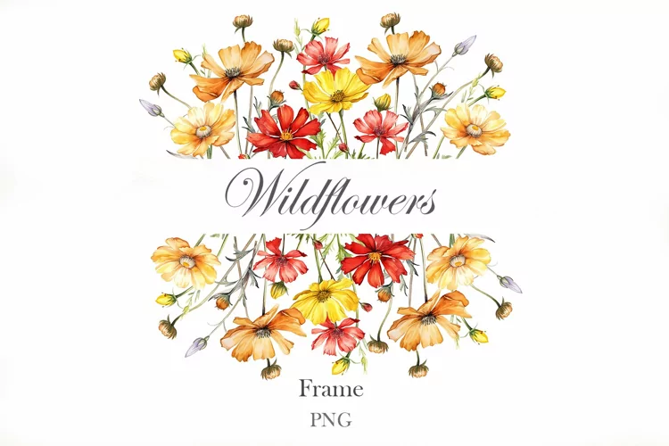 Watercolor Wildflowers Frame