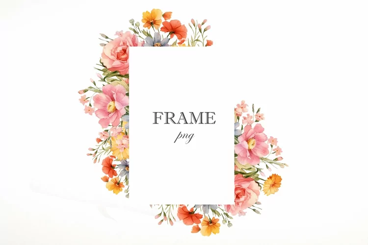 Watercolor Wildflowers Frame. Summer flowers
