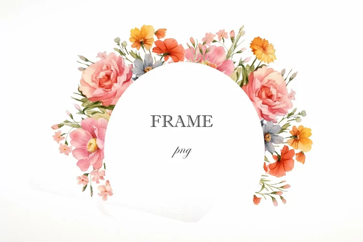 Watercolor Wildflowers Frame. Summer flowers