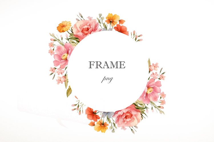 Watercolor Wildflowers Frame. Summer flowers