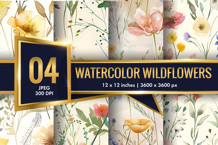 Watercolor Wildflowers in Spring Palette Seamless DP