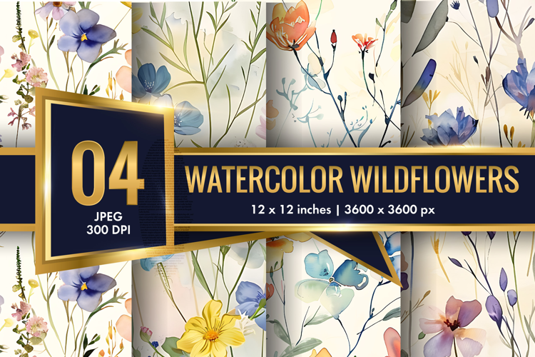 Watercolor Wildflowers in Spring Palette Seamless DP