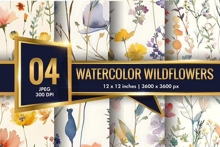 Watercolor Wildflowers in Spring Palette Seamless DP