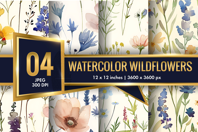 Watercolor Wildflowers in Spring Palette Seamless DP