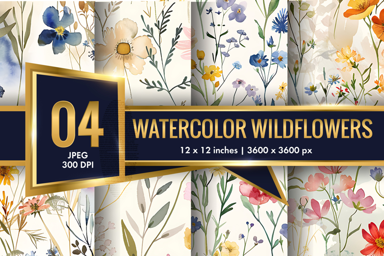 Watercolor Wildflowers in Spring Palette Seamless DP