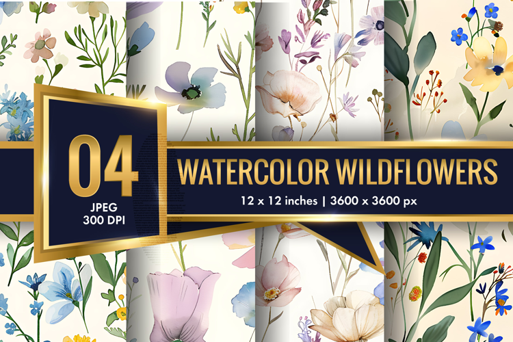 Watercolor Wildflowers in Spring Palette Seamless DP