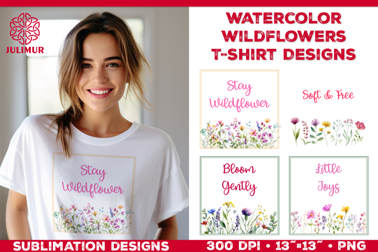 Watercolor Wildflowers T Shirt Sublimation Designs