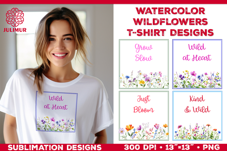 Watercolor Wildflowers T Shirt Sublimation Designs