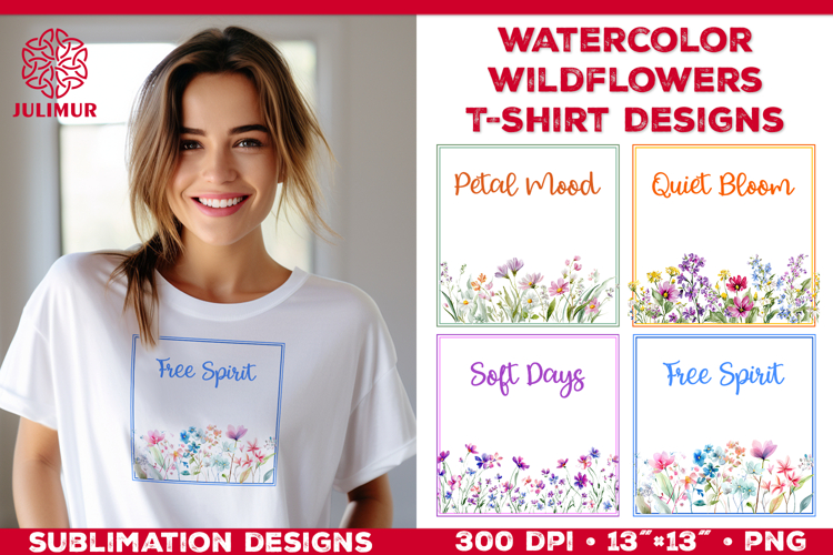 Watercolor Wildflowers T Shirt Sublimation Designs