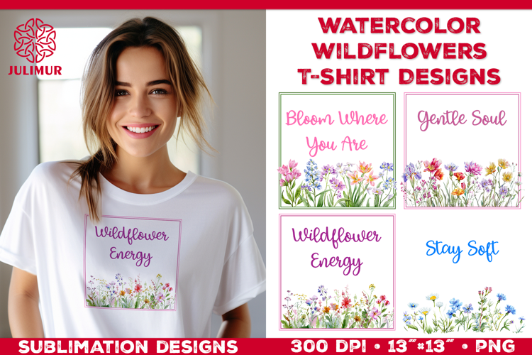 Watercolor Wildflowers T Shirt Sublimation Designs