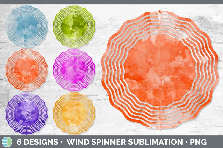 Bundle of six watercolor wind spinner sublimation designs.