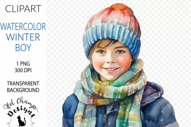 Watercolor Winter Boy | Clipart | Sublimation