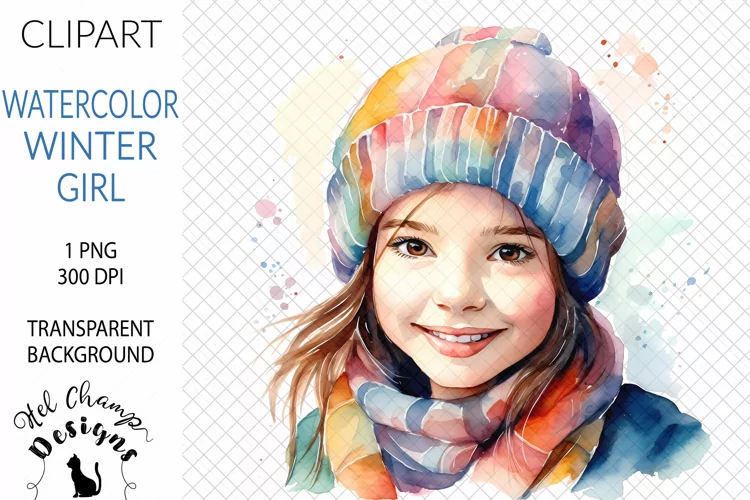 Watercolor Winter Girl | Clipart | Sublimation