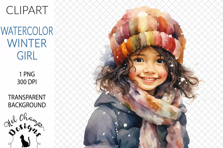 Watercolor Winter Girl | Clipart | Sublimation
