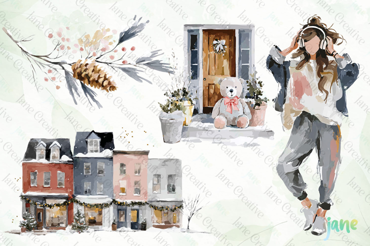 Watercolor Winter Clipart