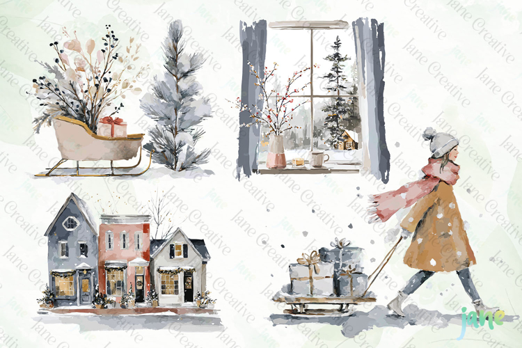 Watercolor Winter Clipart