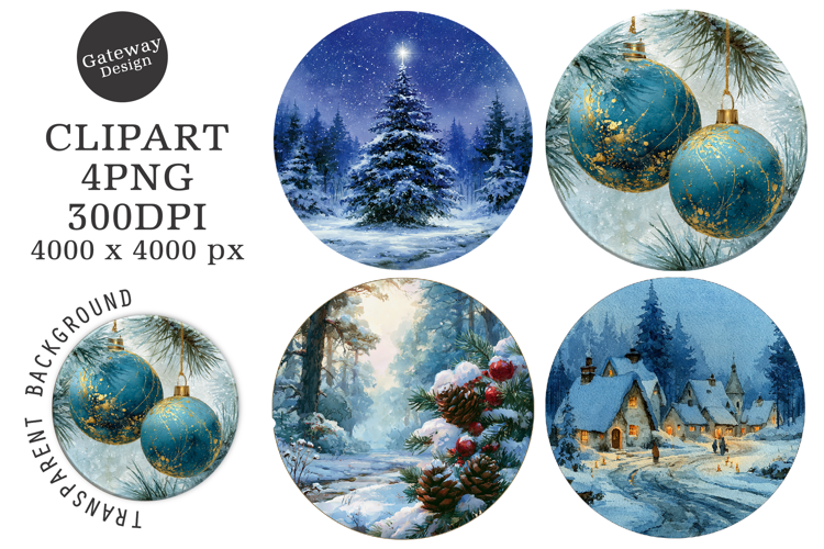 Watercolor Winter Coaster Clipart