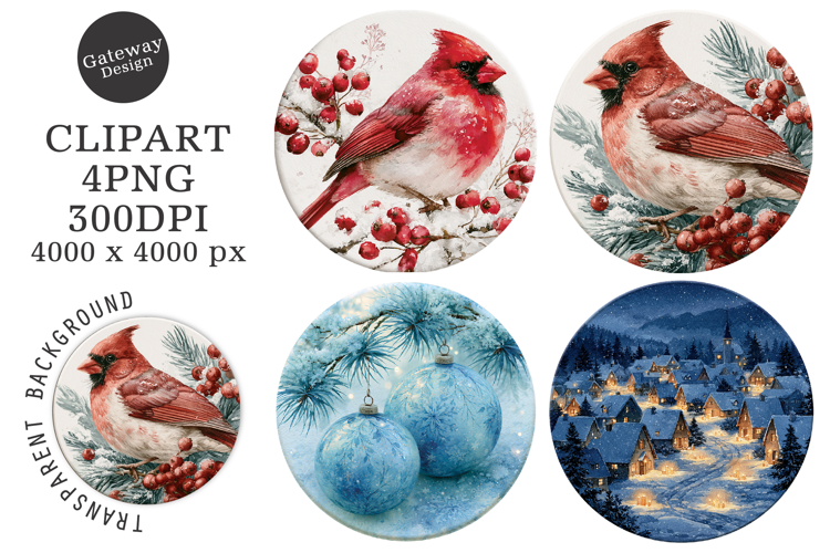 Watercolor Winter Coaster Clipart