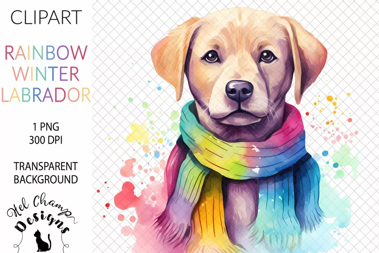 Watercolor Rainbow Labrador | Clipart | Sublimation