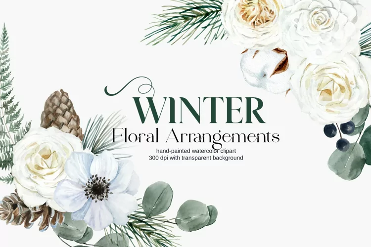 Watercolor Winter Floral Arrangements