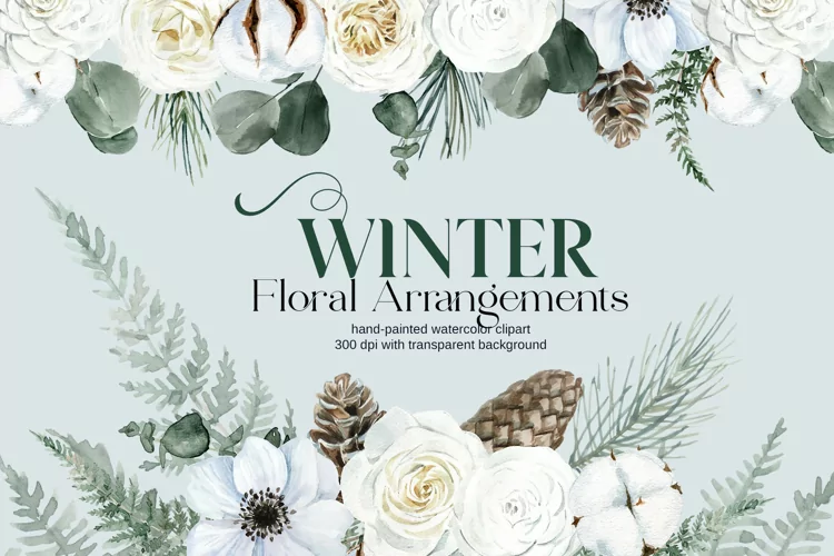Watercolor Winter Floral Arrangements