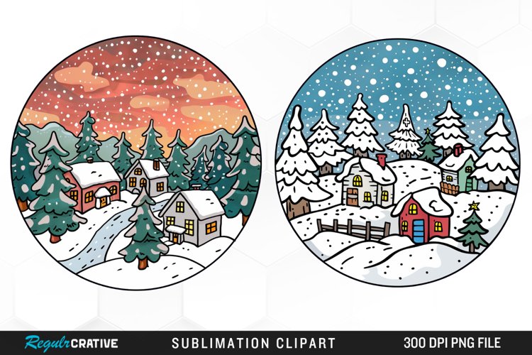 Watercolor Winter Scene Exquisite Clipart example image 1