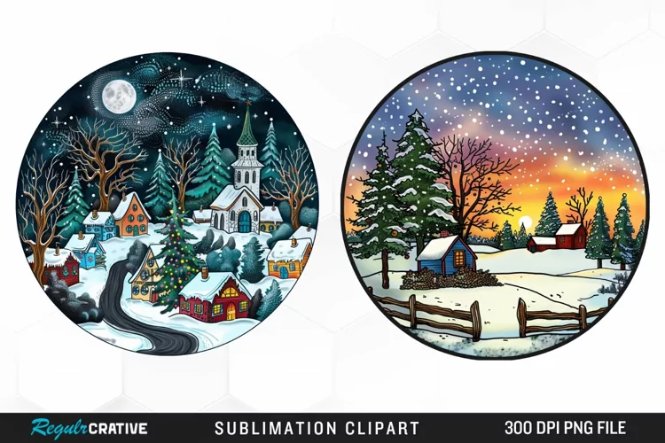 Watercolor Winter Scene Exquisite Clipart