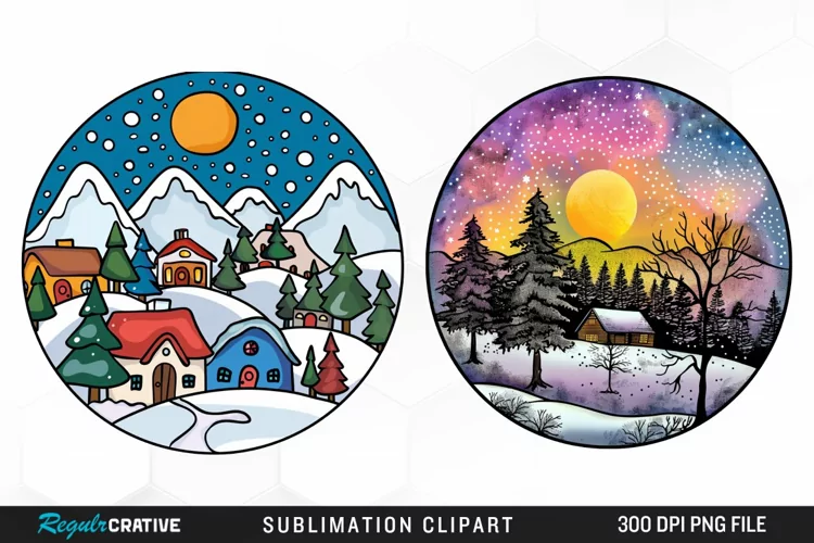 Watercolor Winter Scene Exquisite Clipart