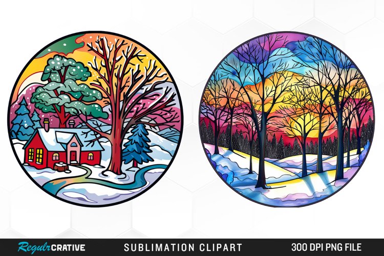 Watercolor Winter Scene Exquisite Clipart example image 1