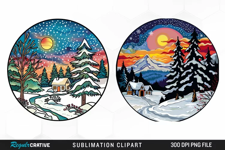 Watercolor Winter Scene Exquisite Clipart