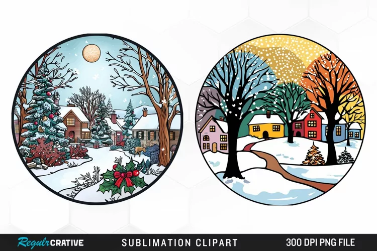 Watercolor Winter Scene Exquisite Clipart