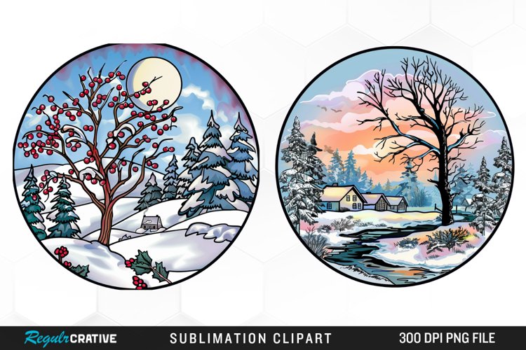 Watercolor Winter Scene Exquisite Clipart example image 1