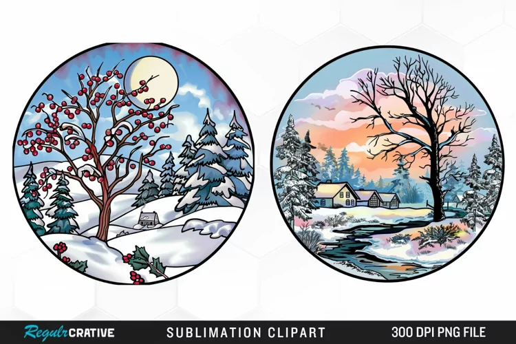 Watercolor Winter Scene Exquisite Clipart